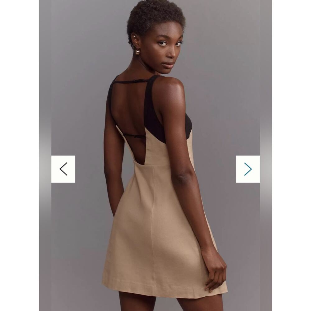 By Anthropologie Sleeveless Linen Wrap Mini Dress Size 2 - Picture 3 of 12